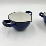 Enamelled metal fondue pot duo