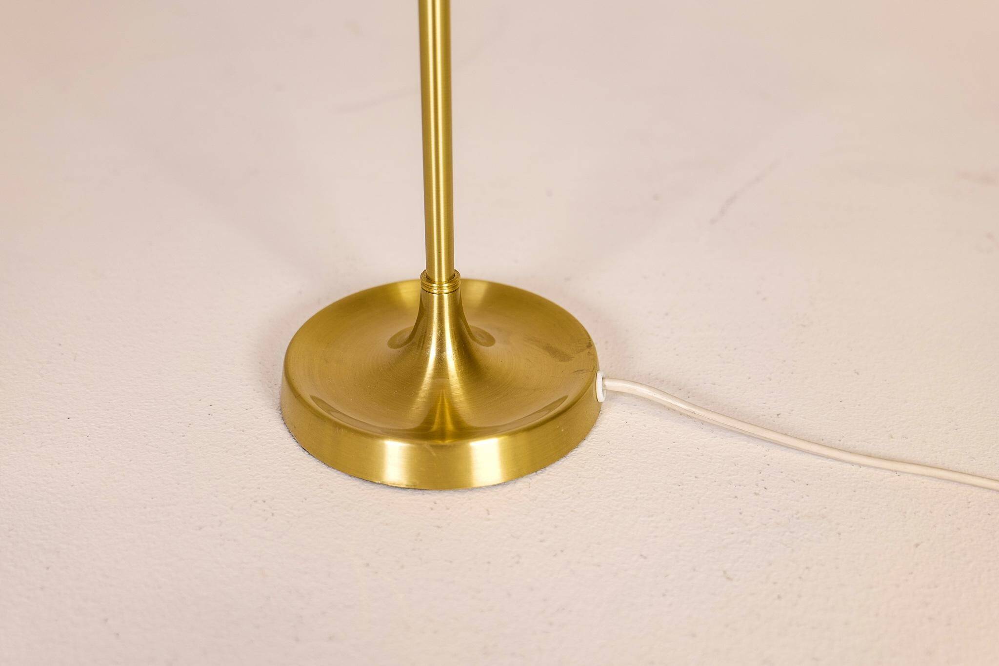 Large brass table lamp by Aage Petersen, for Le Klint, Denmark, 1970s.