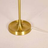 Large brass table lamp by Aage Petersen, for Le Klint, Denmark, 1970s.