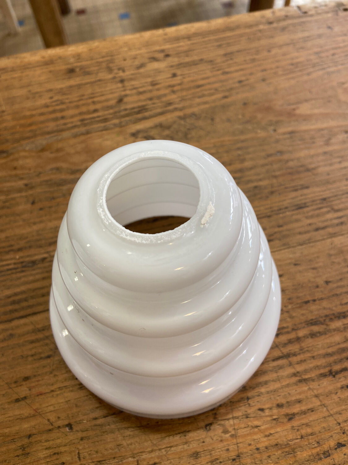 Pair of white glass pendant lights