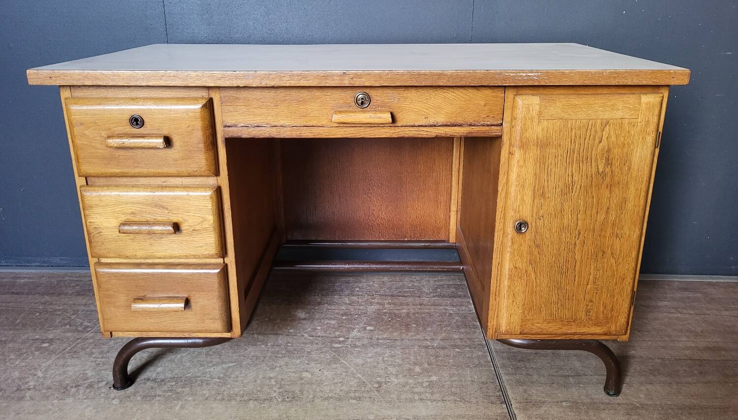Vintage schoolmaster desk from the 1950s