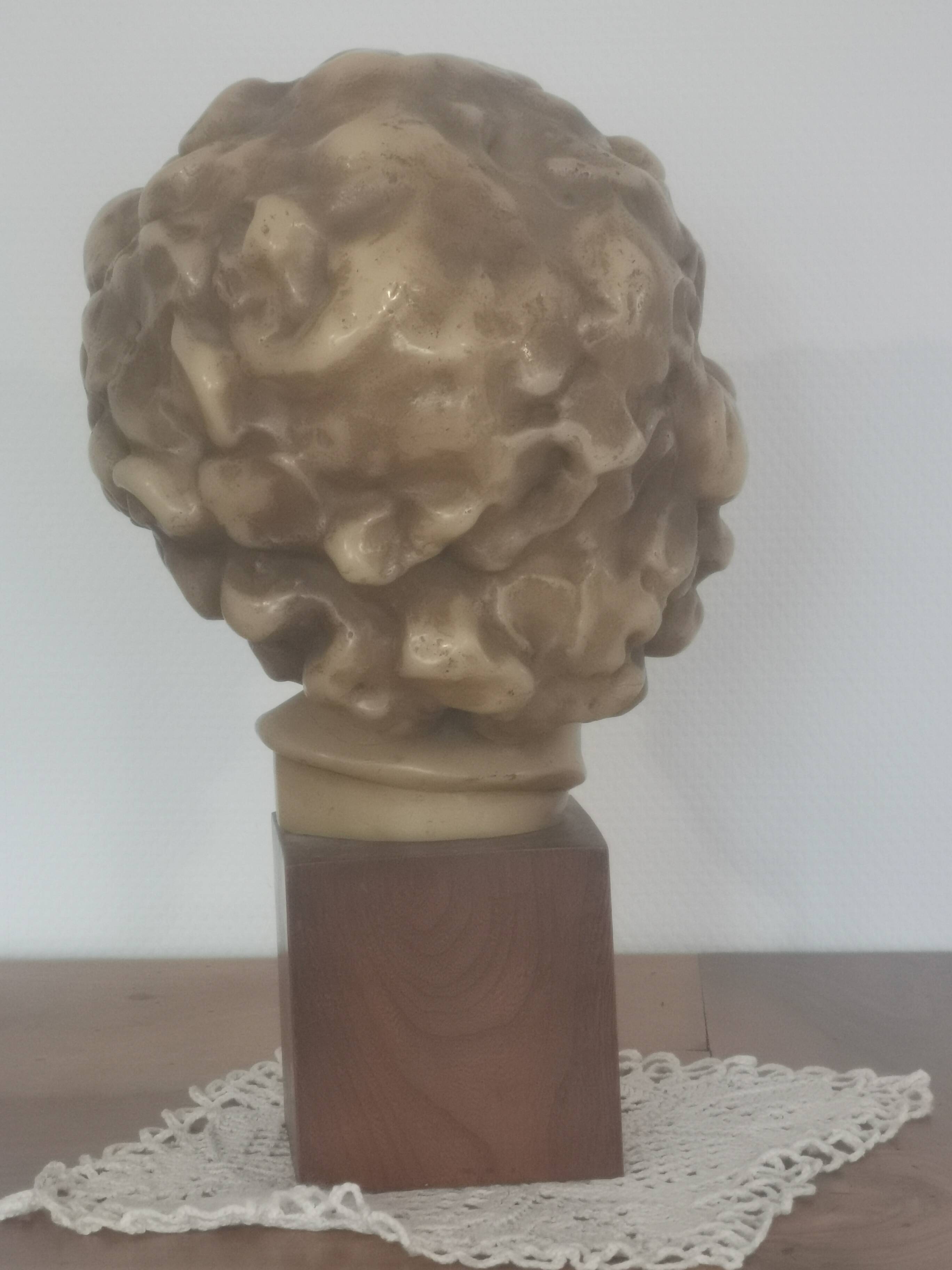 Wax head on “art deco” wooden base