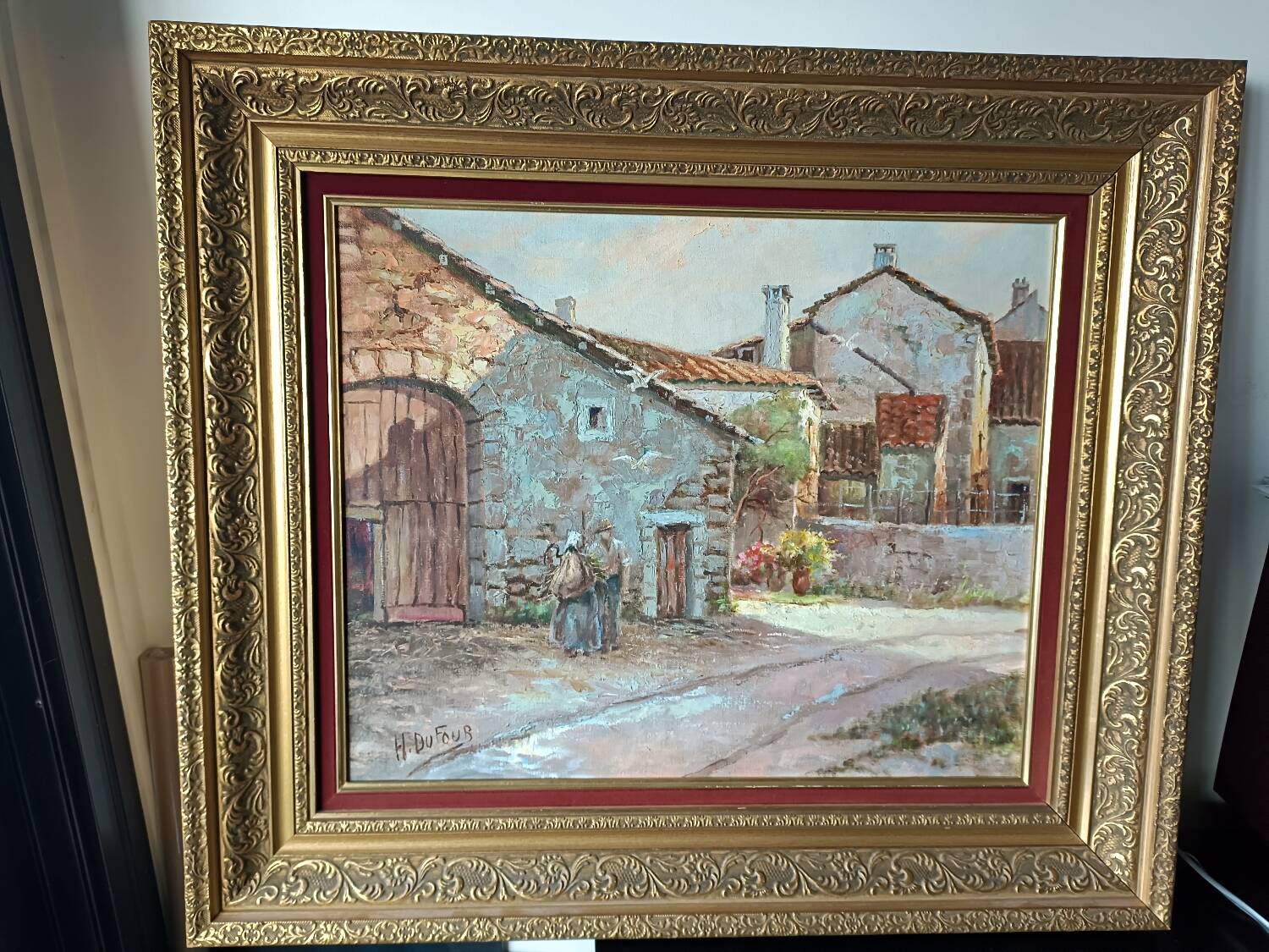 Henri Dufour - Oil on canvas, signed - Peasant couple