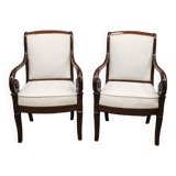 Pair Of Louis Philippe Period Armchairs With Mahogany Crosses XIX