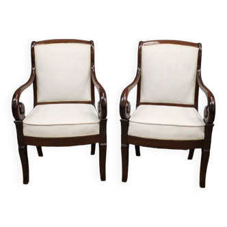 Pair Of Louis Philippe Period Armchairs With Mahogany Crosses XIX