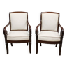 Pair Of Louis Philippe Period Armchairs With Mahogany Crosses XIX