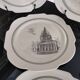 Series of 12 dessert plates and its cake tray Gien Paris Monuments