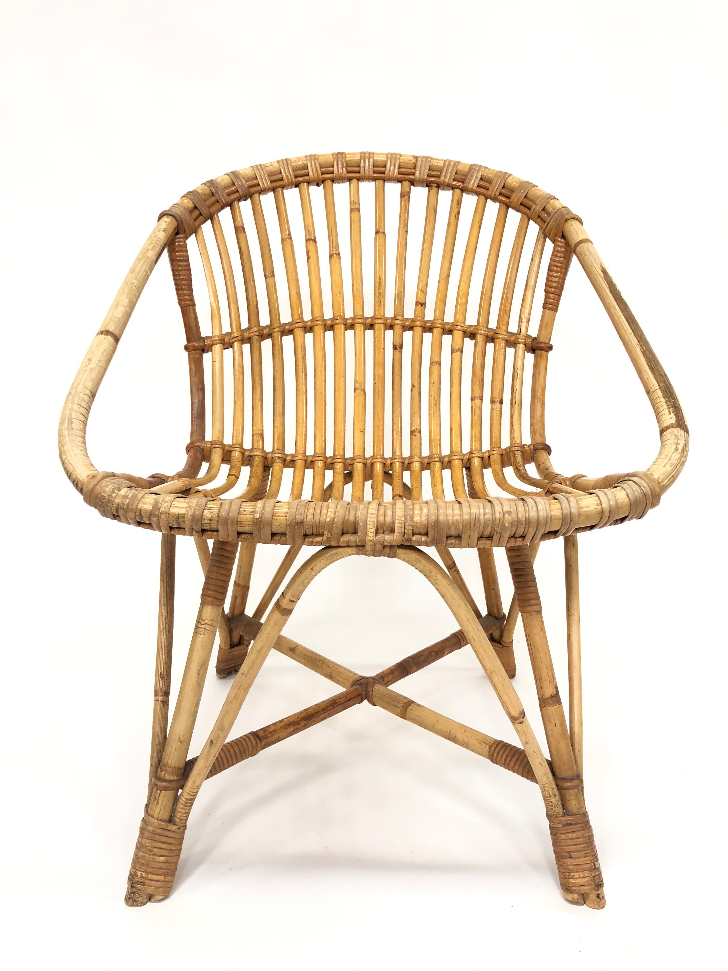 Rohe Noordwolde rattan chair, 1960, Netherlands
