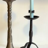Pair of Brutalist Vintage Steel Candlesticks
