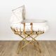 Bamboo bassinet on a stand, bohemian 1970s.