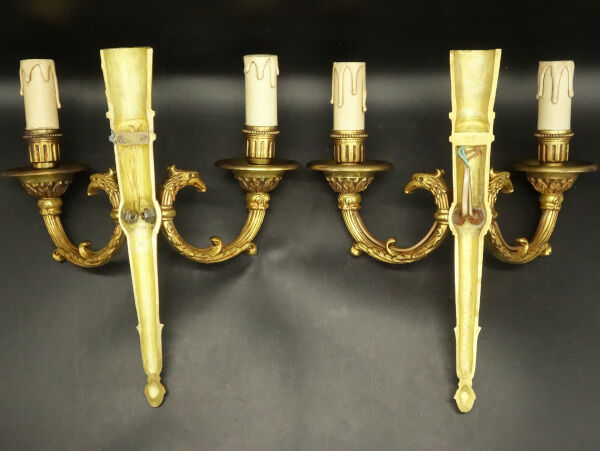 Paire d'appliques, carquois et têtes d'aigle, style Louis XVI - Petitot