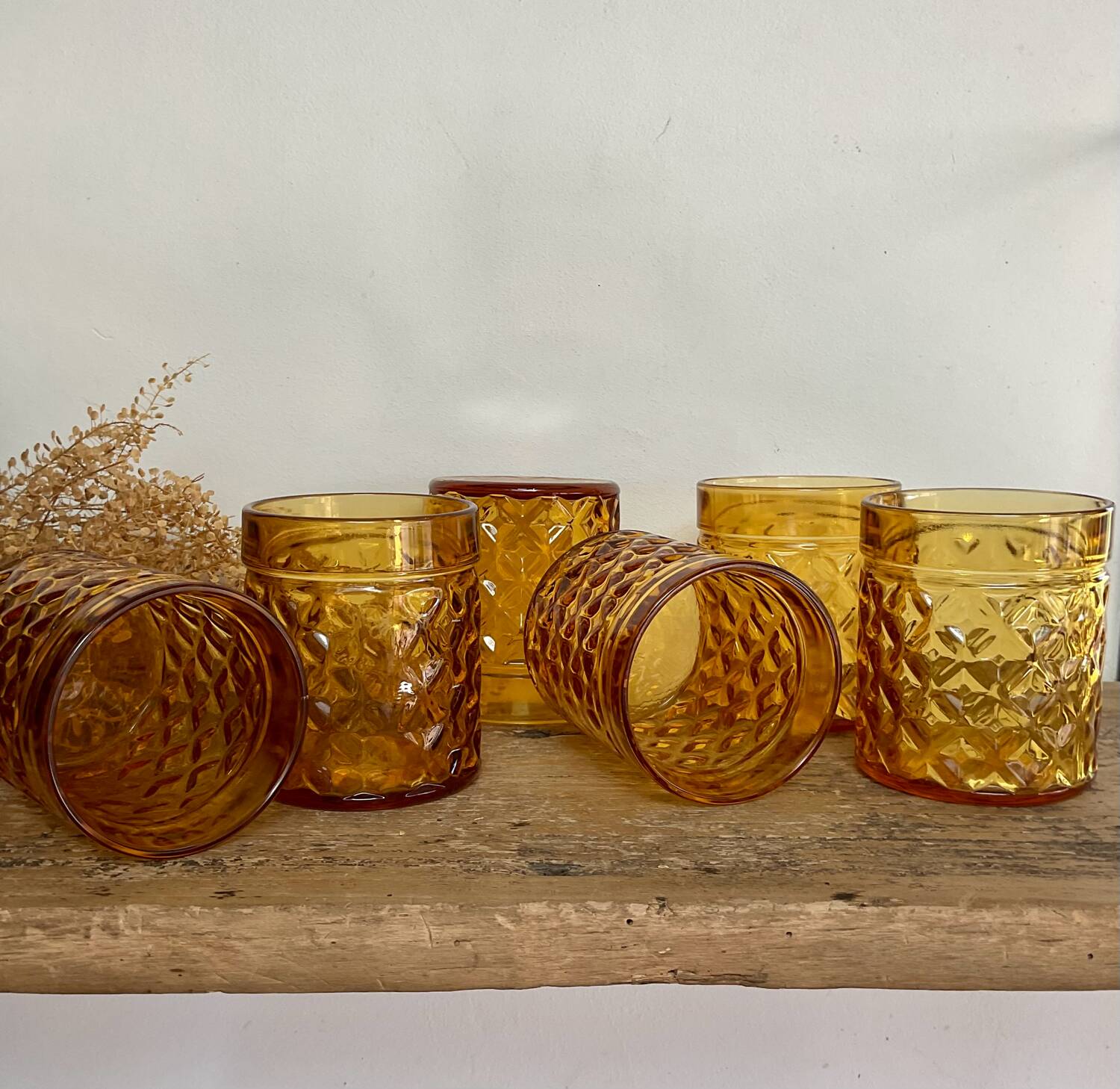 6 Pernod amber glasses