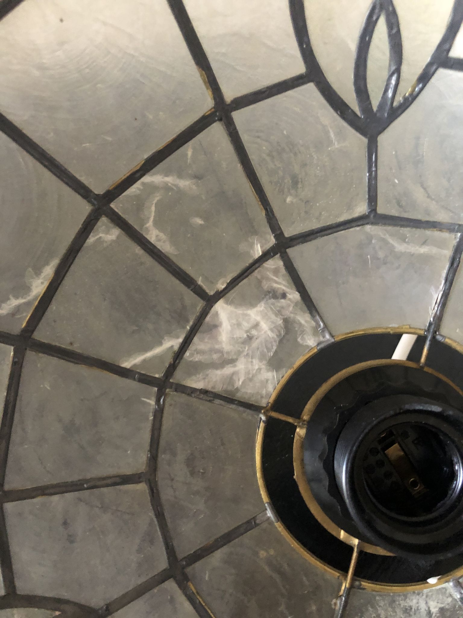 Art Nouveau mother-of-pearl pendant lamp