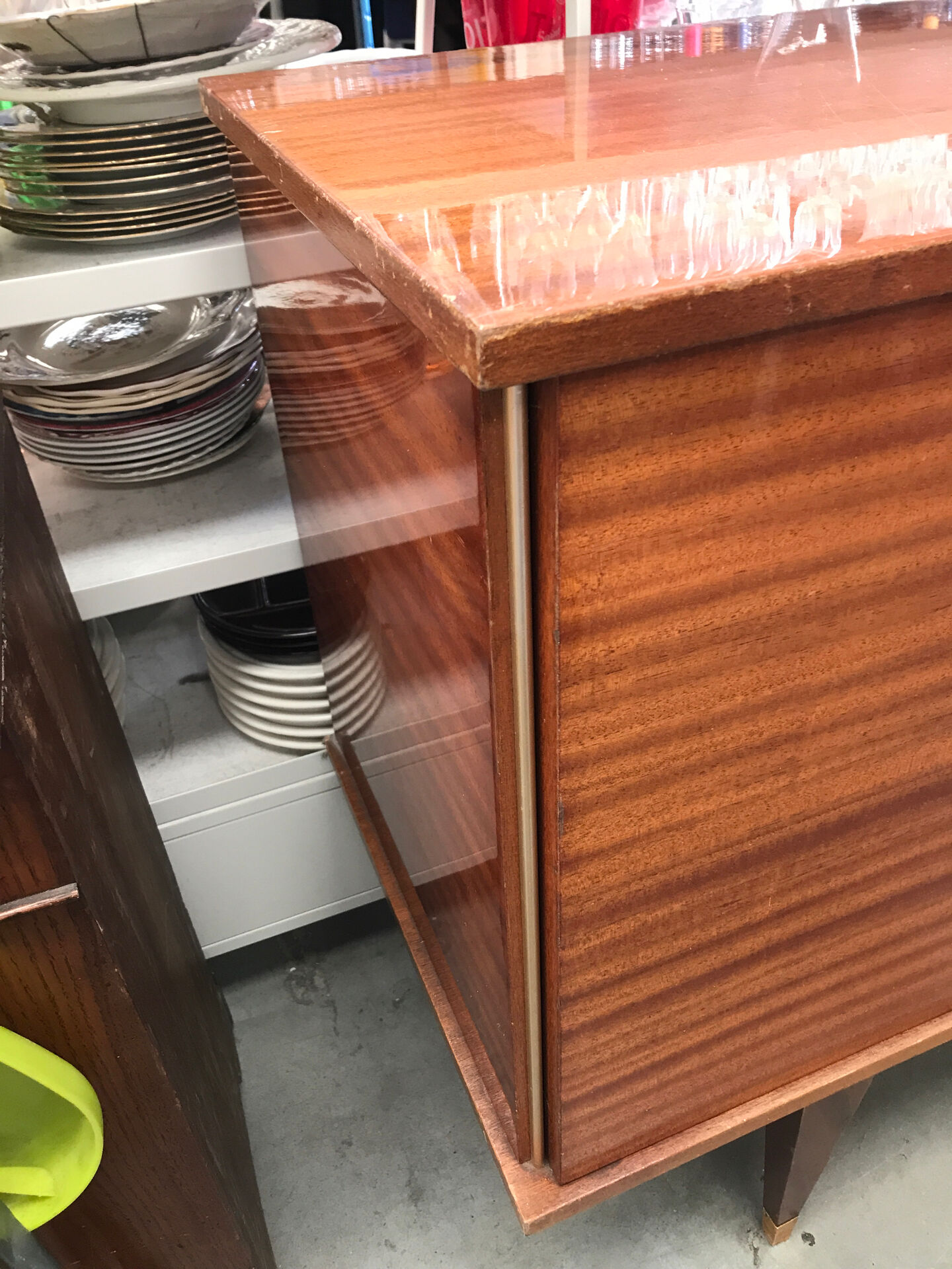 Vintage 1960s enfilade in varnished cherry wood.