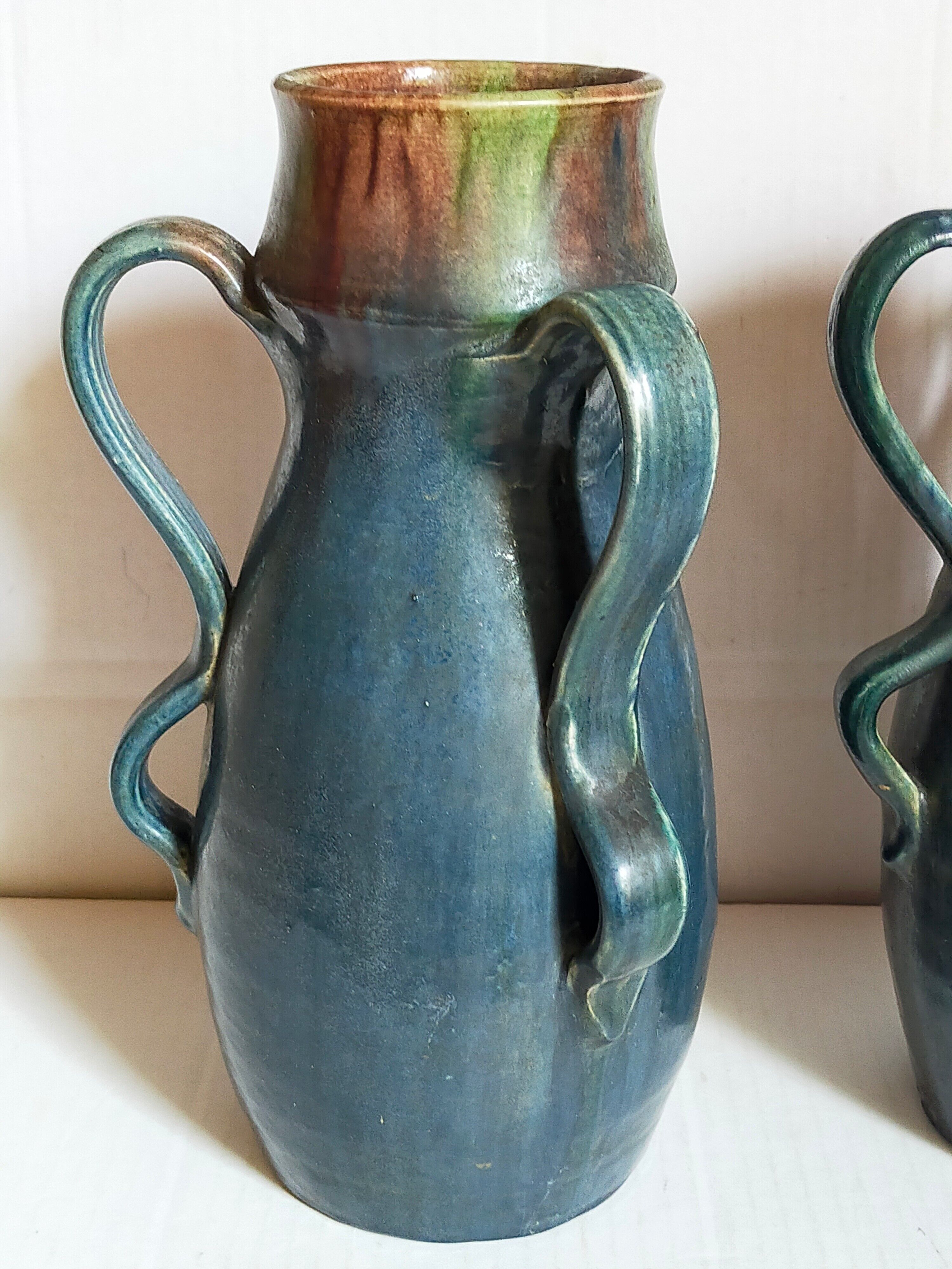 Duo of Flemish pottery of Charles and Auguste Maes early twentieth century