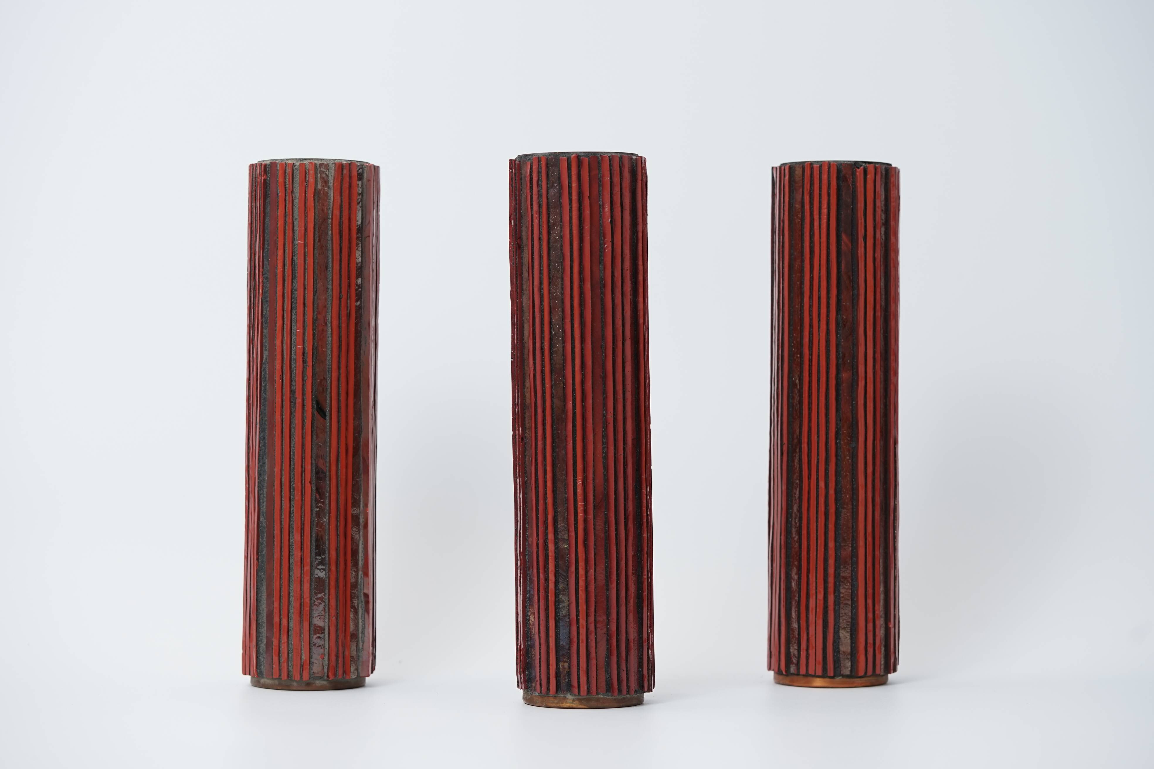 Pottery Mosaic Vases by W. Zimmermann for Ritter Set of 3