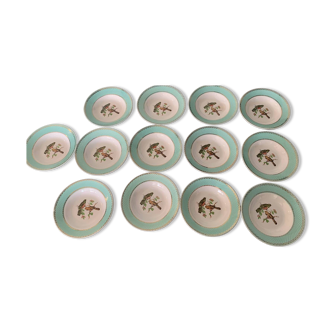 Set of 13 Badonviller bird soup plates