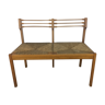 Banc moderniste paillé années 1950 en bois