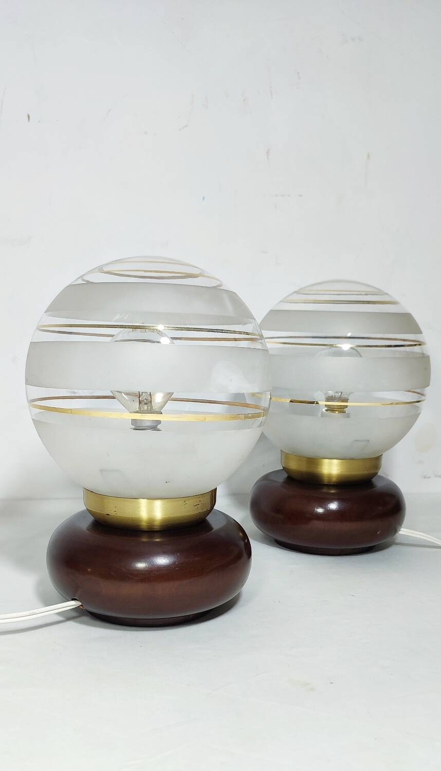 Par de lámparas de mesa. España, 1970s.