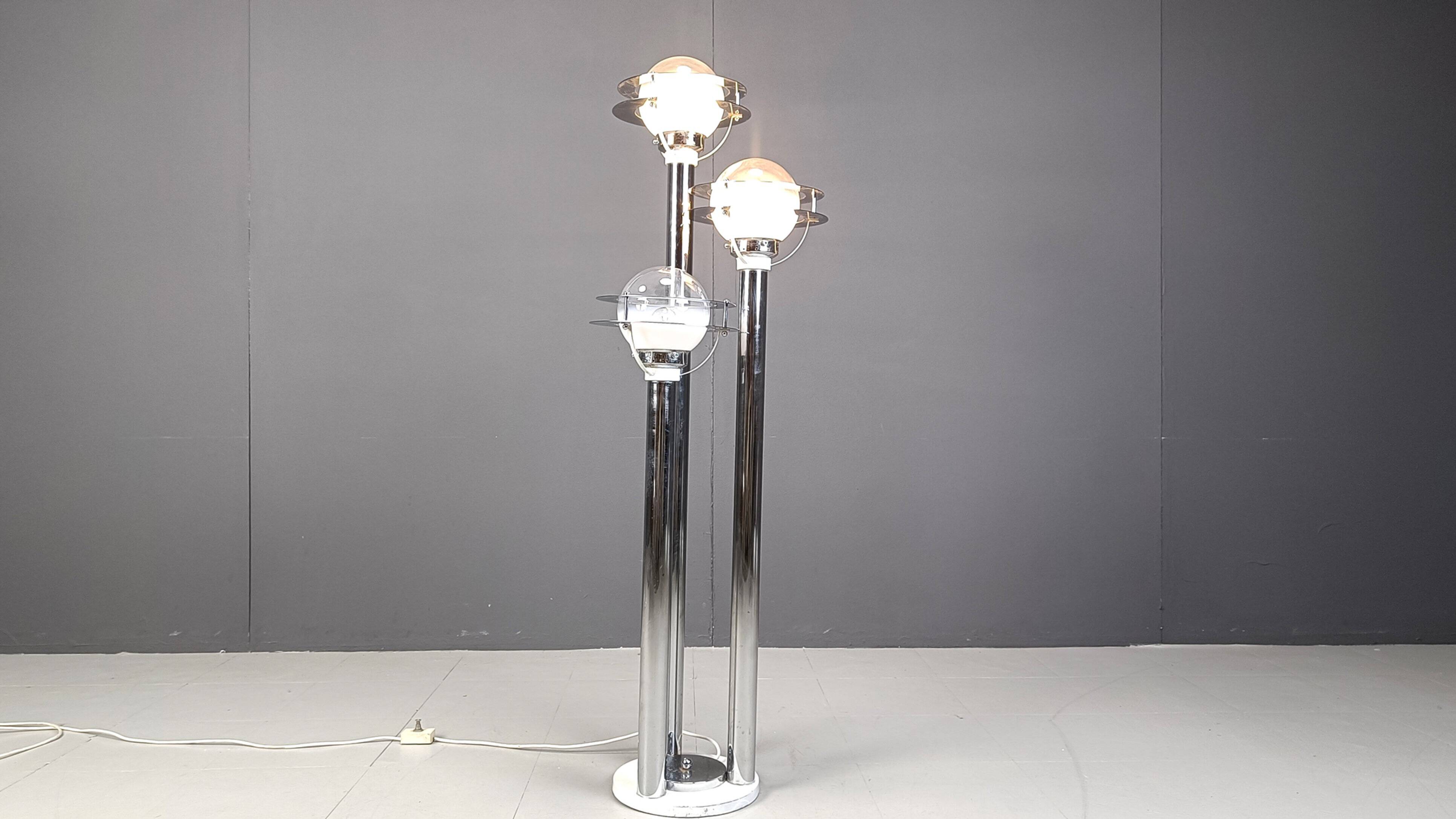 Space age chromed and glass floor lamp, 1970s
