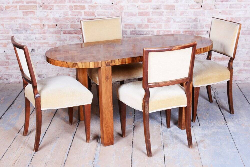 Czech Art Deco Table in Caucasian Walnut, 1930s