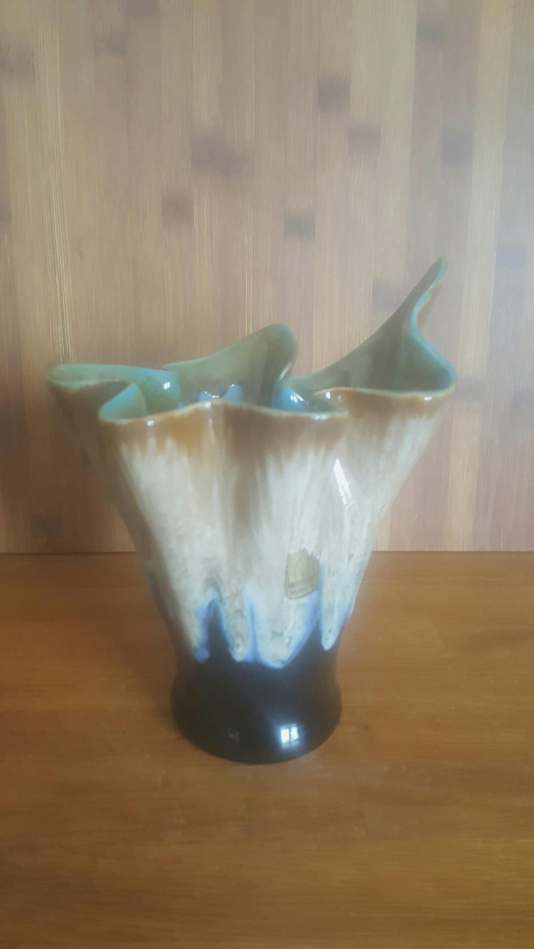 Vintage vase draped shape in flamed sandstone