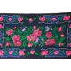 Tapis en laine florale tissée à la main fond noir avec roses roses