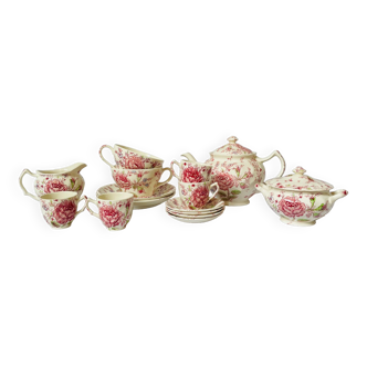 English chintz pink and caffé tea set johnson brothers