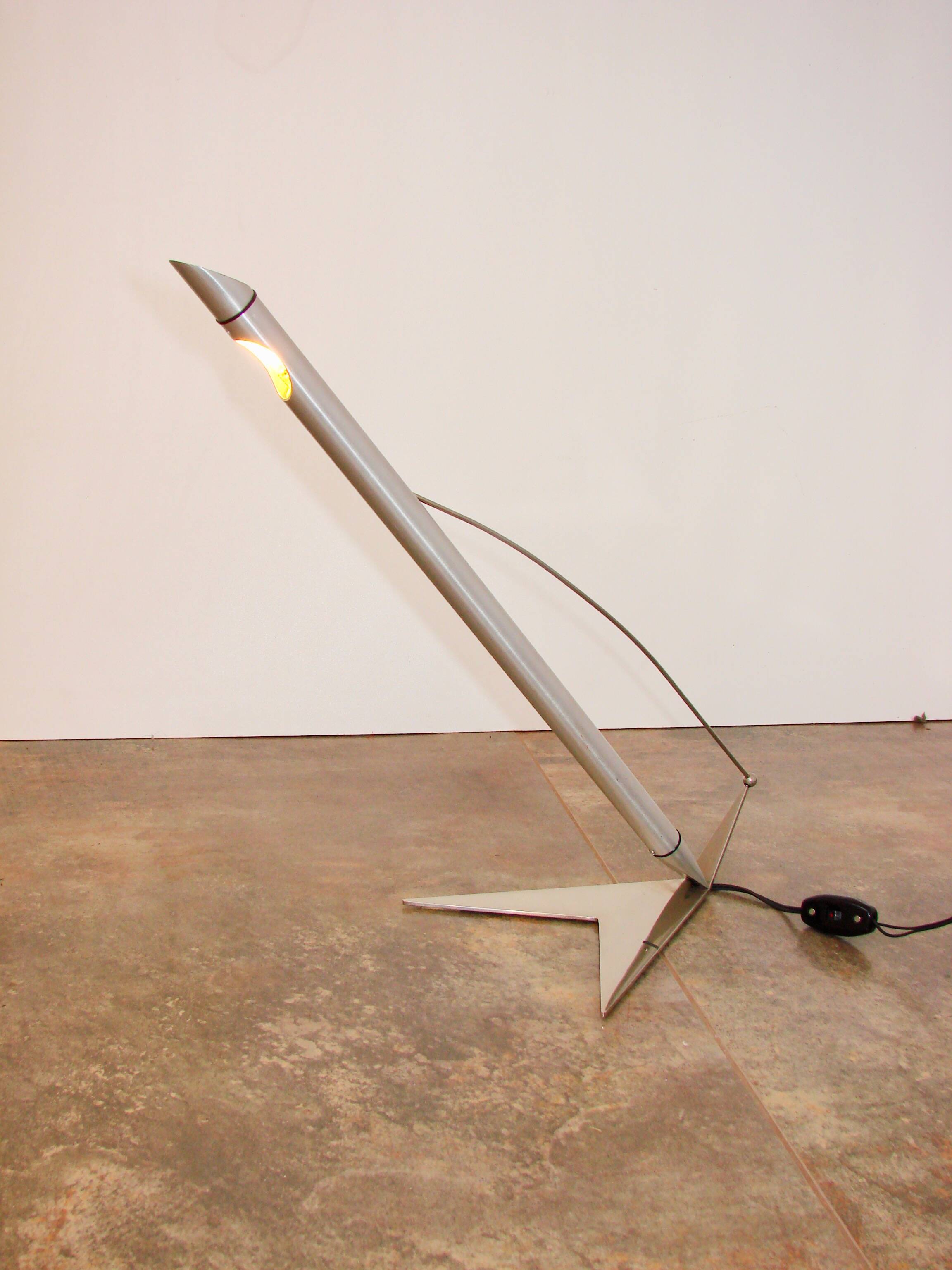 1990s Space Age lamp, nickel-plated brass and aluminium, 40 cm