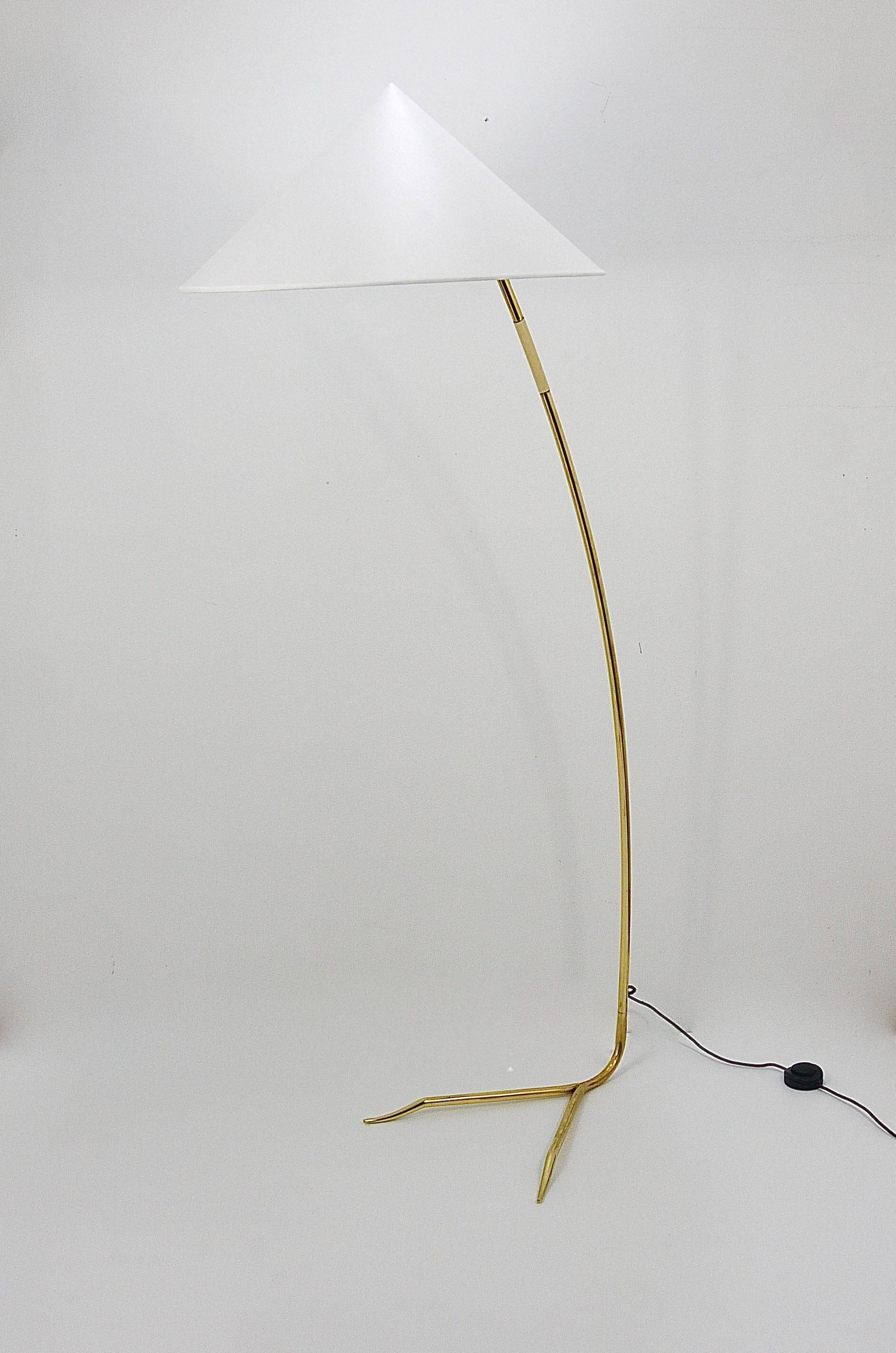 Brass floor lamp Sumatra Mid-Century Rupert Nikoll, Vienna, Austria, 1950s