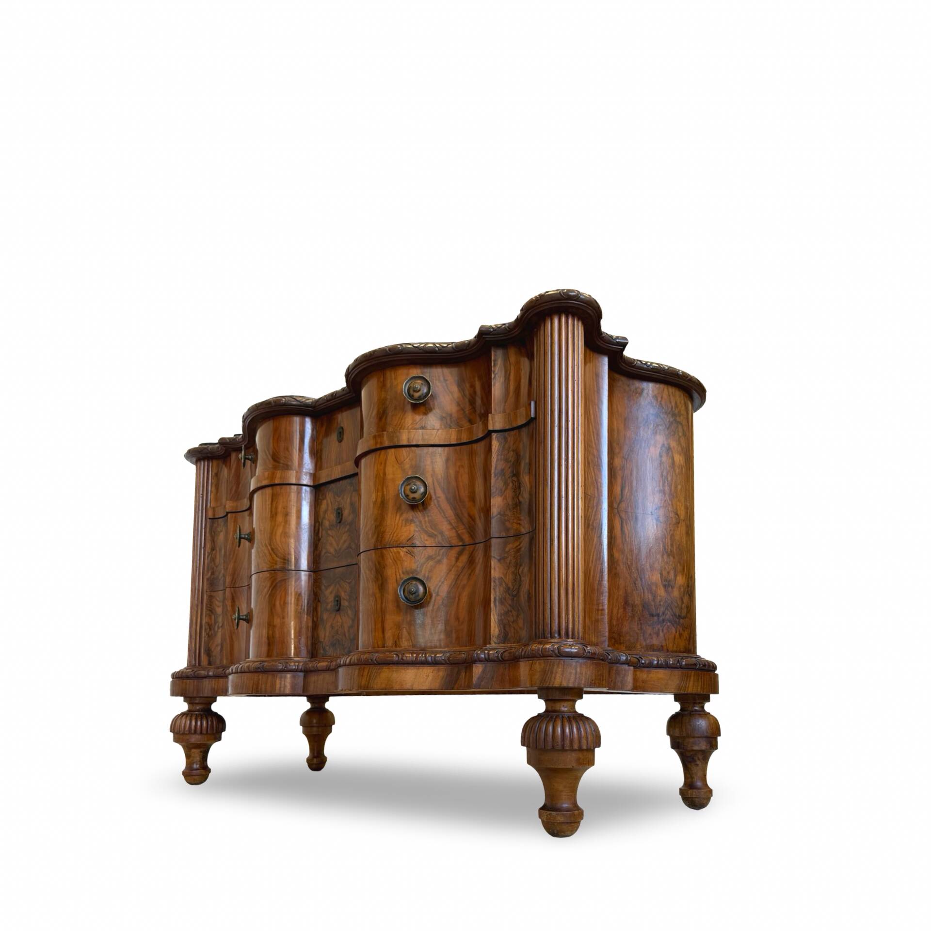 antique walnut serpentine commode