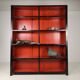Antique Chinese Display Cabinet / Open Bookcase with Red Lacquer Interior