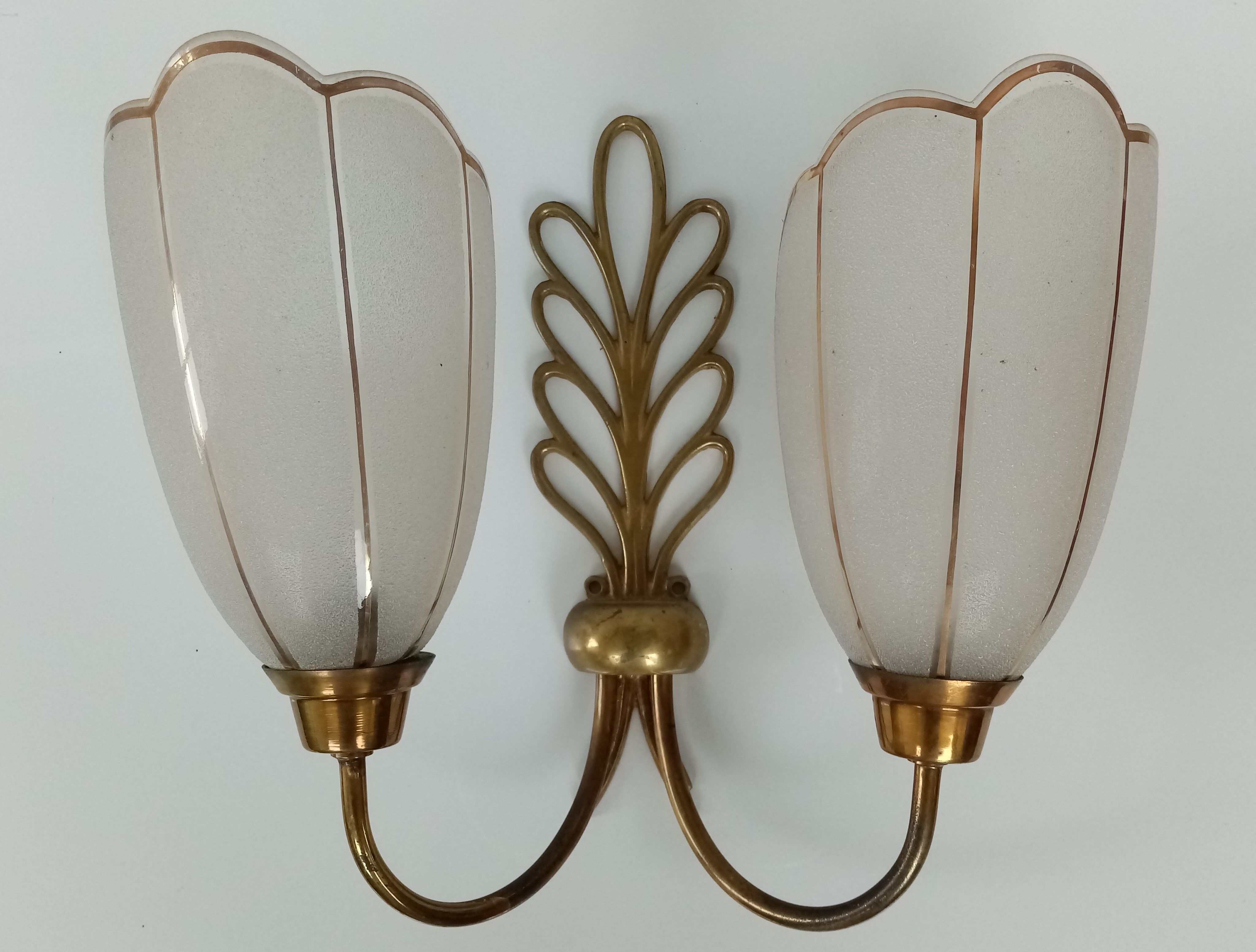 Two vintage double wall lamps