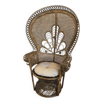 Fauteuil Emmanuelle vintage en rotin 