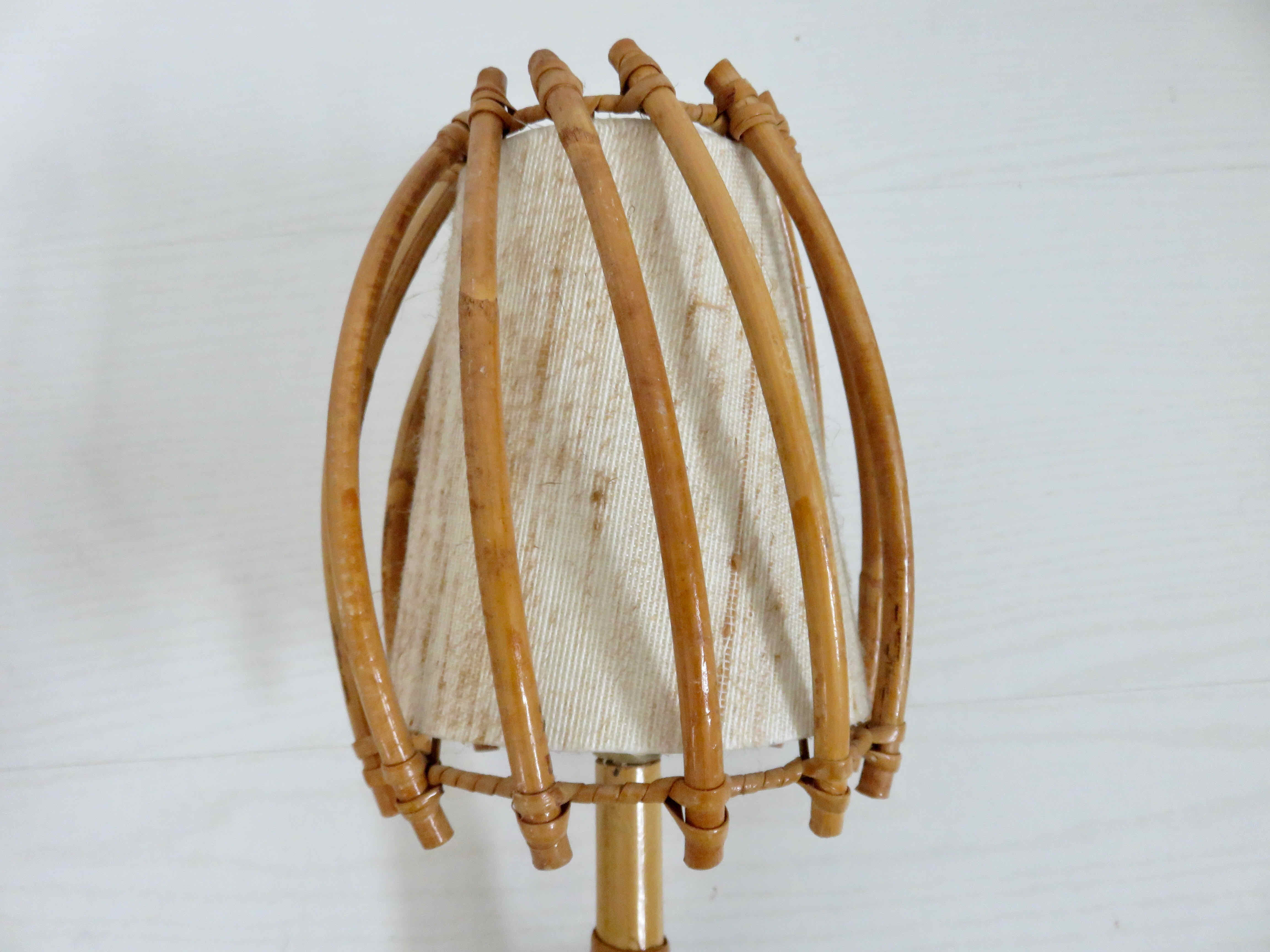 Pair of sconces Louis Sognot in rattan, bamboo 60s
