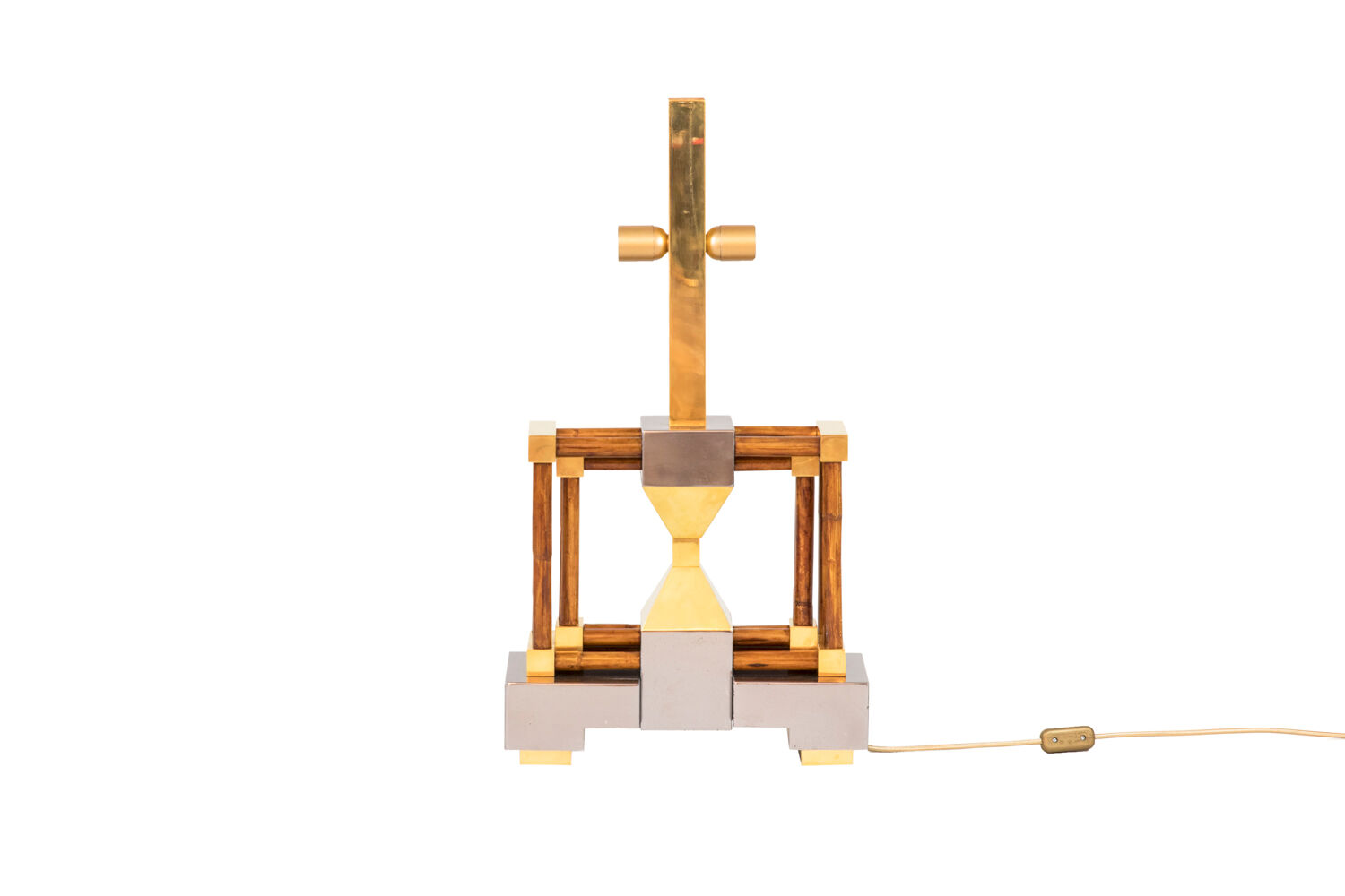 Bamboo, gilded and silver brass lamp foot, 1970s