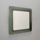 Postmodern square wall mirror with an army green beveled glass frame, Italy