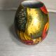 Old ceramic ball vase enamelled drawing fruits interior white vintage