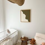 Tableau relief vert kaki et crème