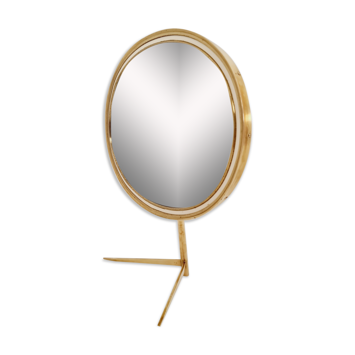 Mid century vanity brass  table mirror von vereinigte werkstätten münchen germany 1960s