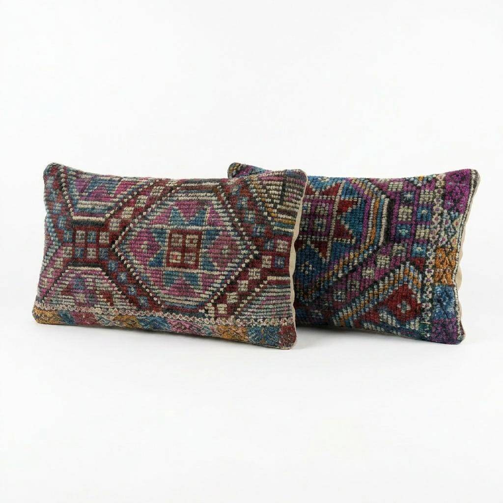 Set of 2 vintage kilim cushion covers 36x51 cm