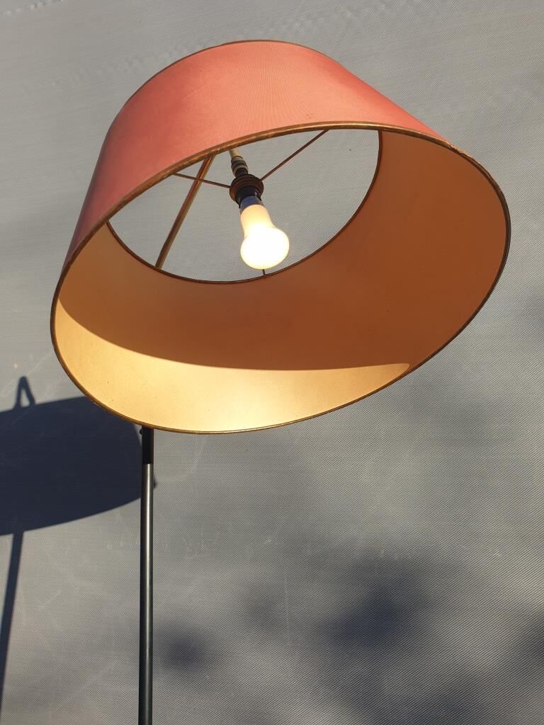 1950 floor lamp with ball head and magazine holders brass ball fasteners