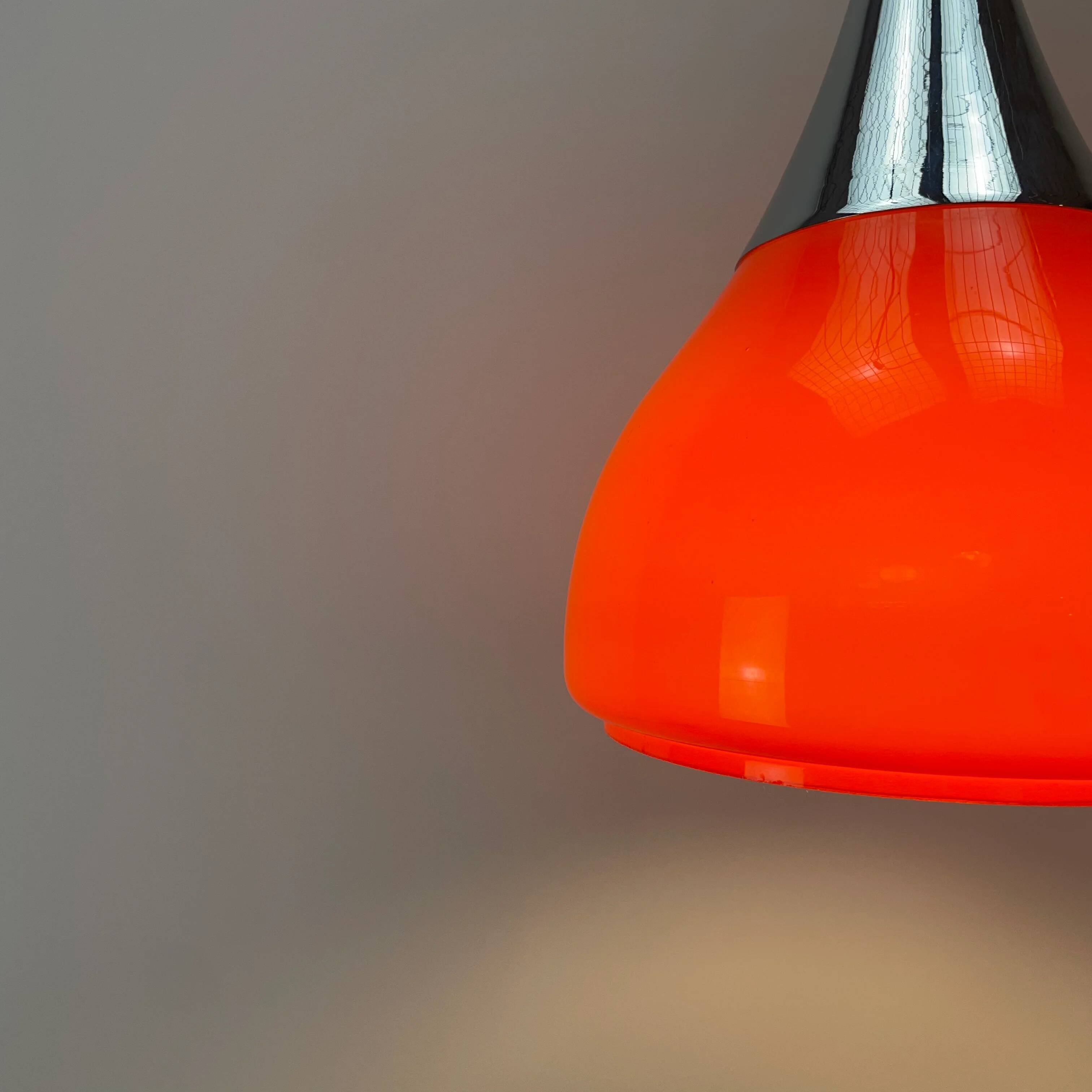 Pair of tulip-shaped glass pendants by Doria Leuchten 1970