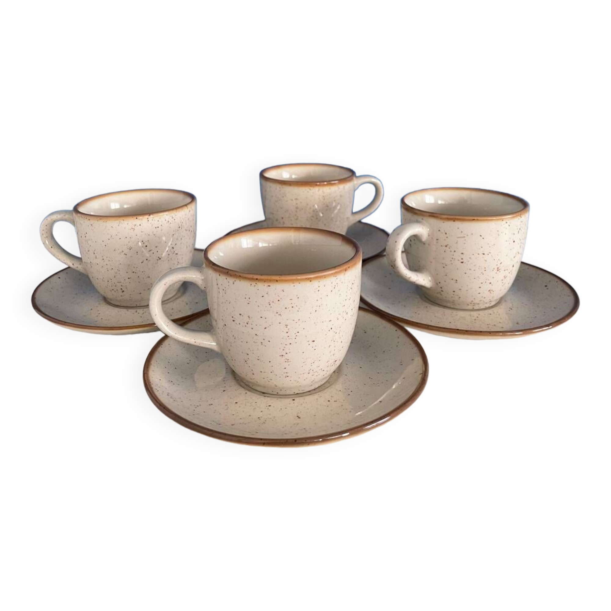 Speckled beige cup and saucer coffee set