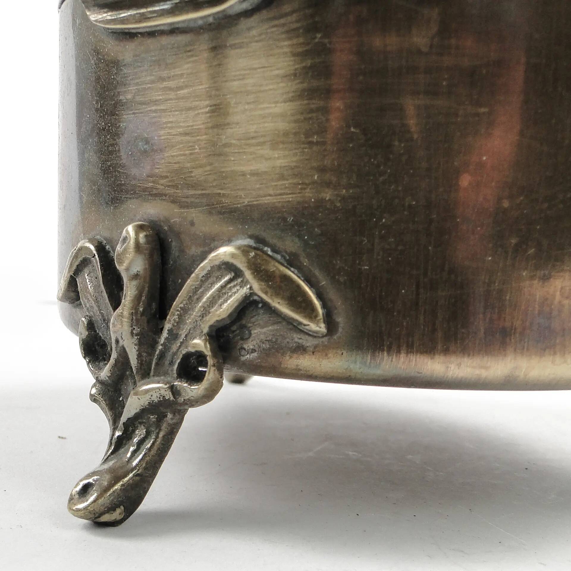 Art Nouveau sugar bowl, silver-plated brass, Hungary, early 20th century