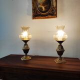 Paire de lampes rétro en laiton