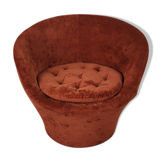 Orange velvet armchair