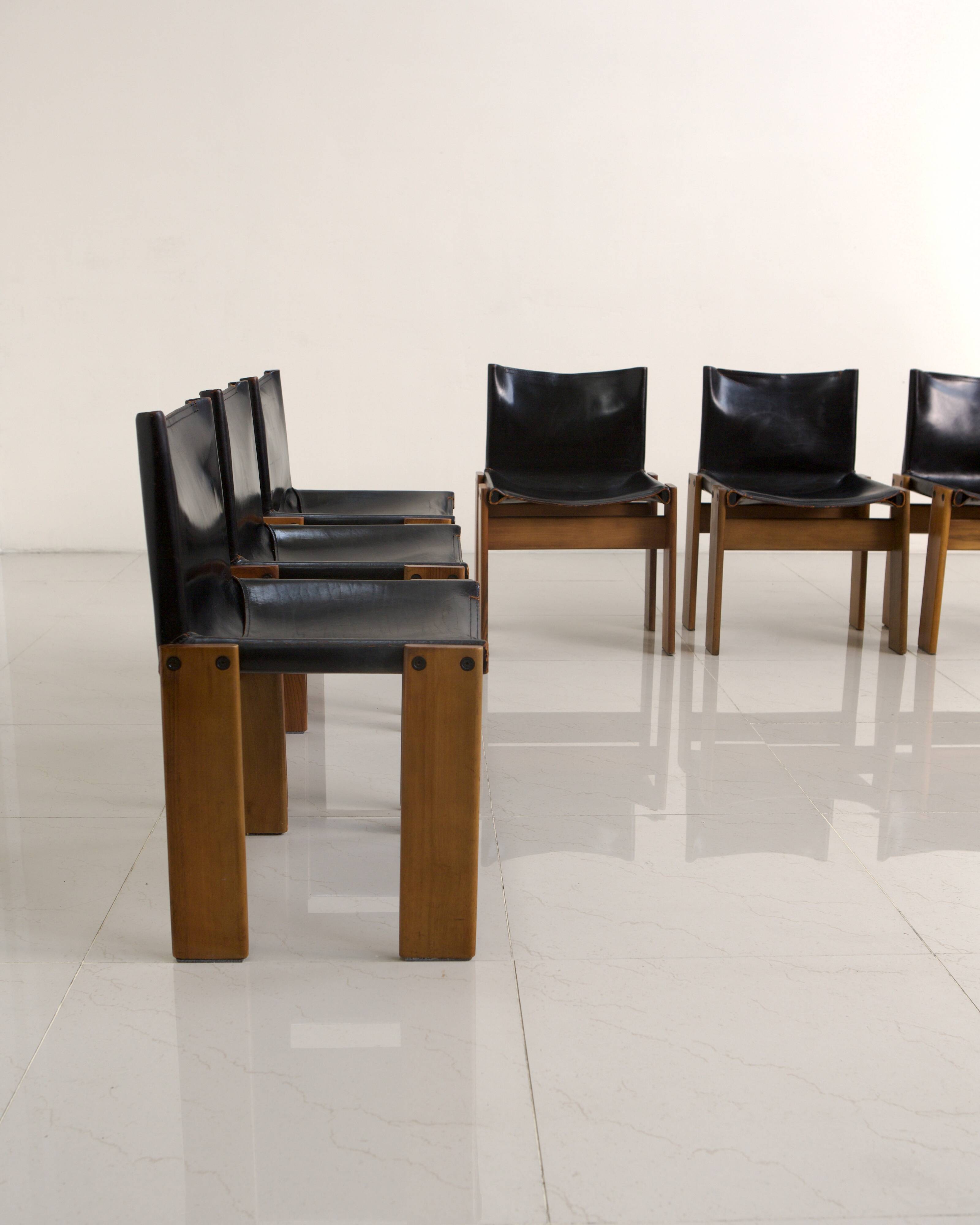 Set of 6 "Monk" Chairs by Afra & Tobia Scarpa for Molteni 70's