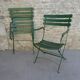 Pair of garden chairs, metal with wooden slats, folding