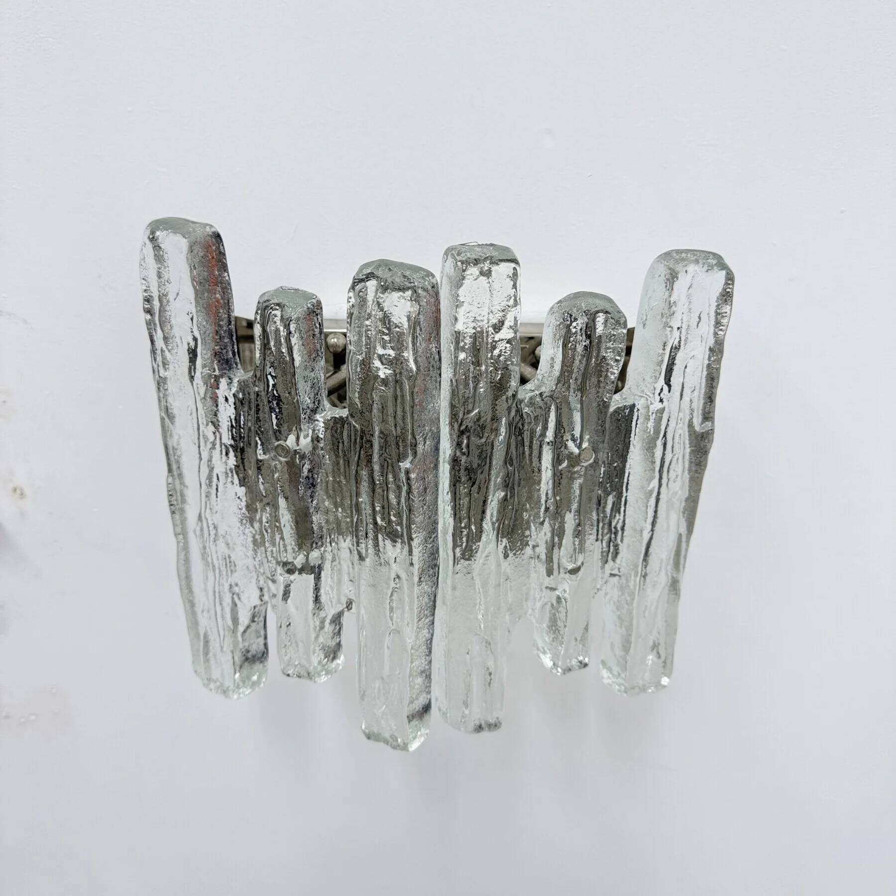 Wall sconce ice glass and metal by J.T. Kalmar for Kalmar, 60s